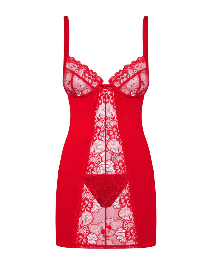The Heartina red embroidered chemise seen from another angle