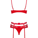 An additional view of the Heartina red floral lace set