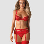 The Heartina red floral lace set seen from another angle