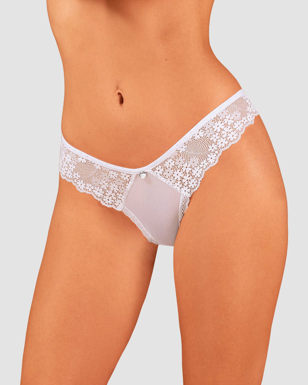 An additional view of the Heavenlly white Brazilian lace panties