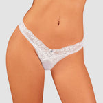 The Heavenlly white floral lace and mesh thong seen from another angle