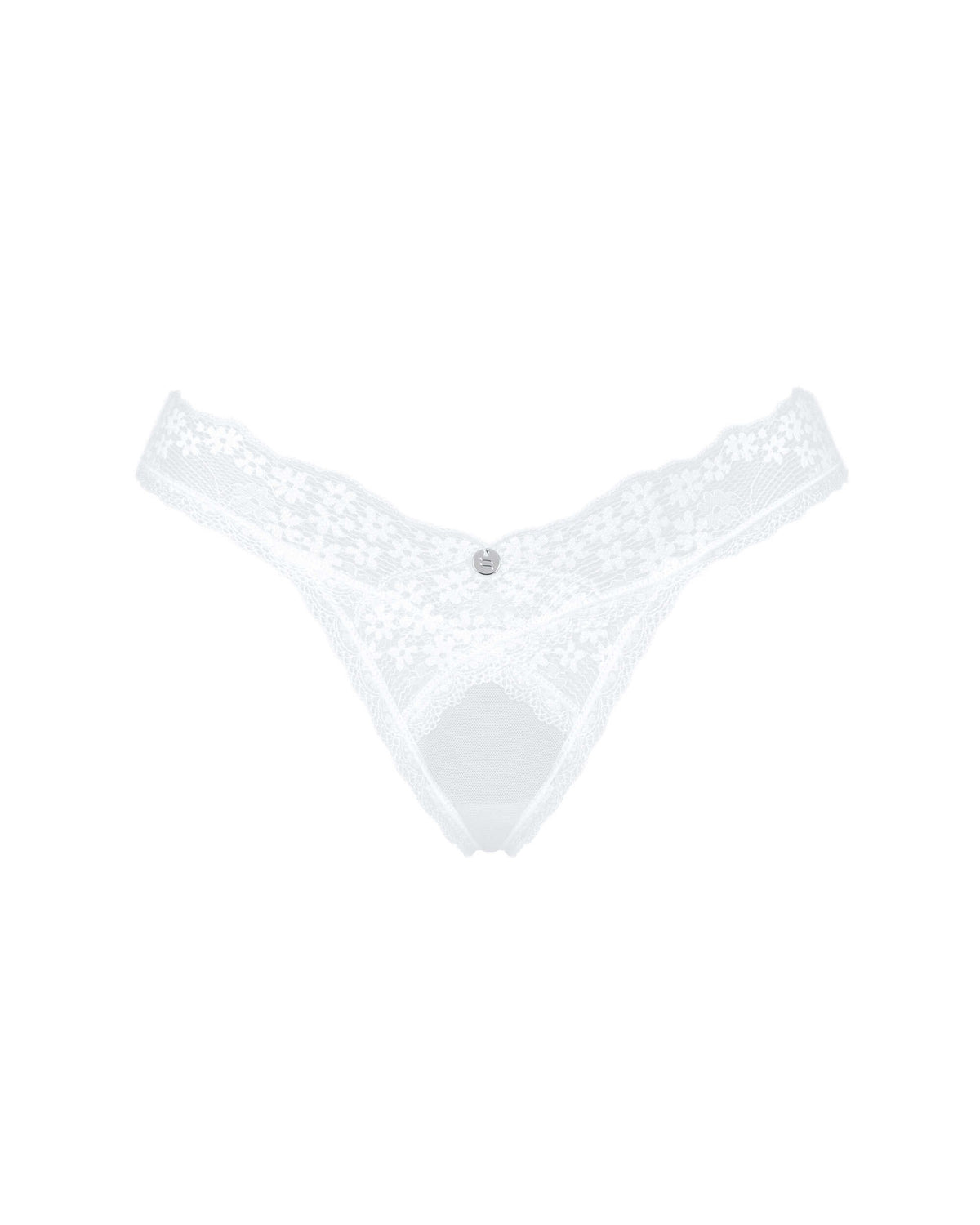 The Heavenlly white floral lace and mesh thong in an additional gallery image