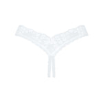 The Heavenlly white floral lace crotchless thong, shown in an alternate image