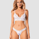 An additional view of the Heavenlly white lace bra and thong set
