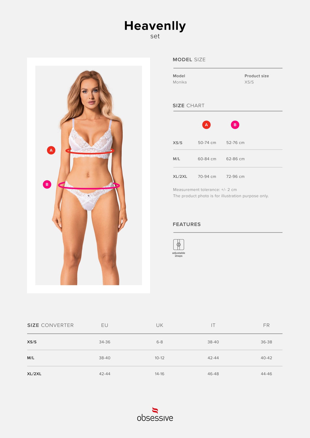 The Heavenlly white lace bra and thong set, shown in an alternate image