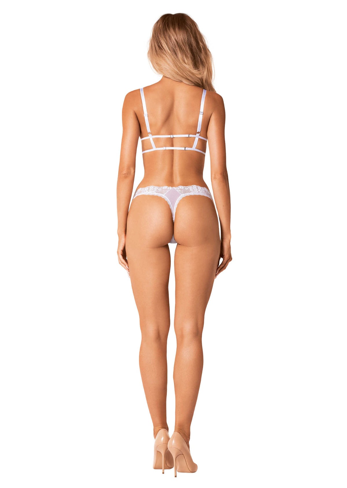 The Heavenlly white lace bra and thong set seen from another angle