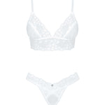 The Heavenlly white lace bra and thong set, seen from a different angle
