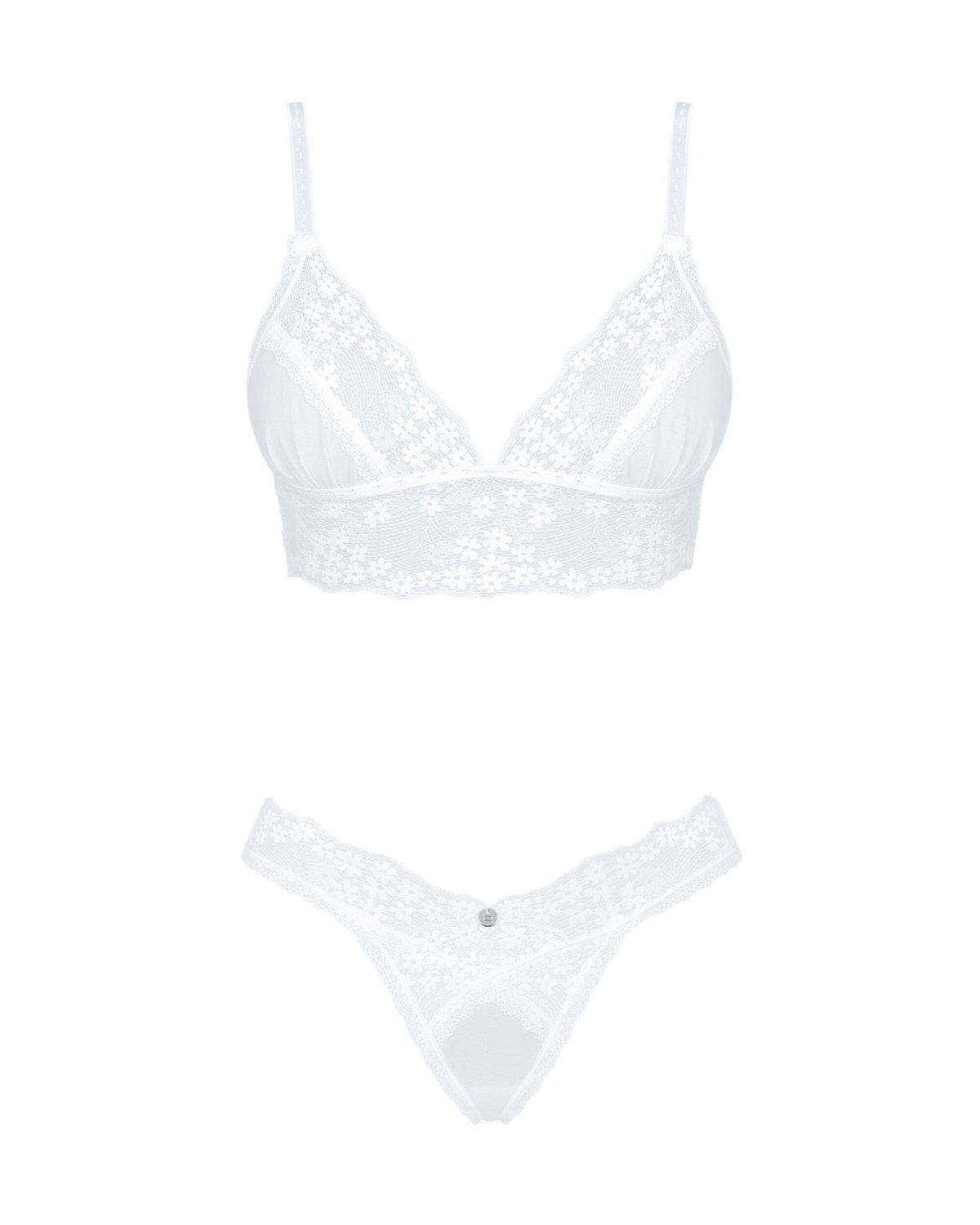 The Heavenlly white lace bra and thong set, seen from a different angle