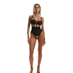 The Hersis black lace crotchless teddy, seen from a different angle