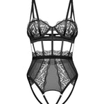 The Hersis black lace crotchless teddy in an additional gallery image