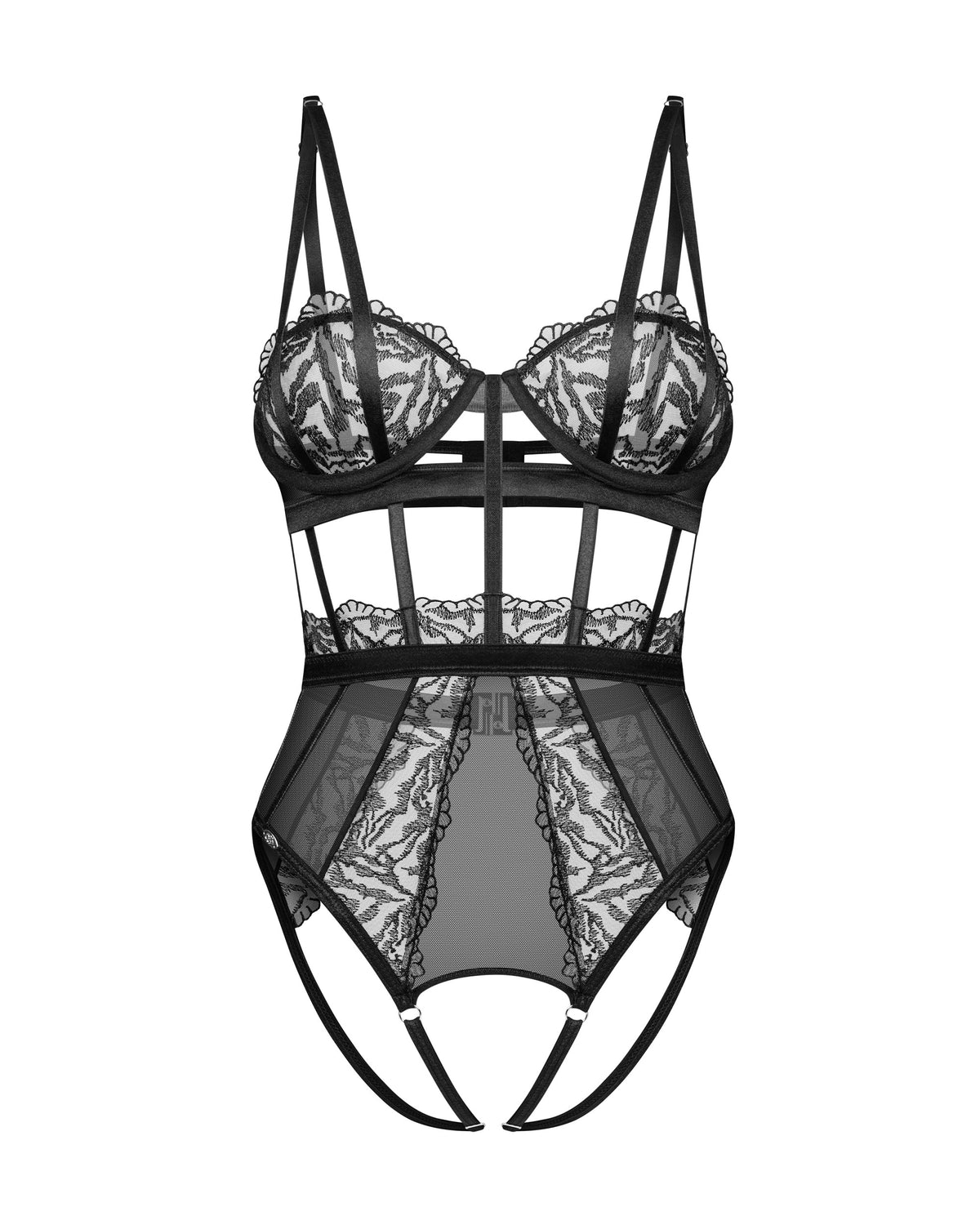 The Hersis black lace crotchless teddy in an additional gallery image