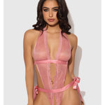 Kiki rose lace and satin drop-off teddy by House of Desire