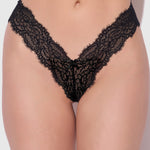 Lana black sheer lace V-thong by House of Desire