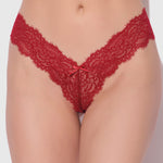 Lana red sheer lace V-thong by House of Desire