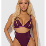 Yasmine burgundy shimmer mesh teddy and bralette set by House of Desire