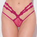 Yvone pink strappy backless lace tanga by House of Desire