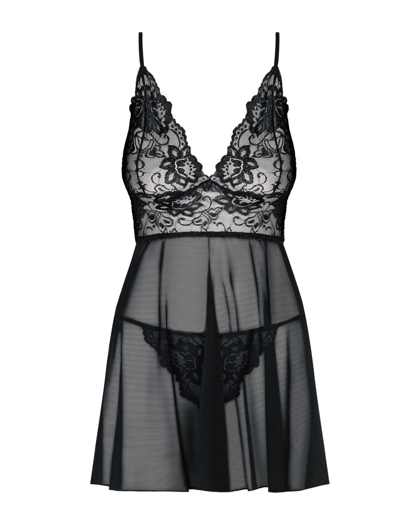 The Idillia Imperia black lace babydoll seen from another angle