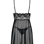 The Idillia Imperia black lace babydoll, featuring a matching lace thong