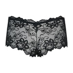 An additional view of the Idillia Imperia black lace shorties