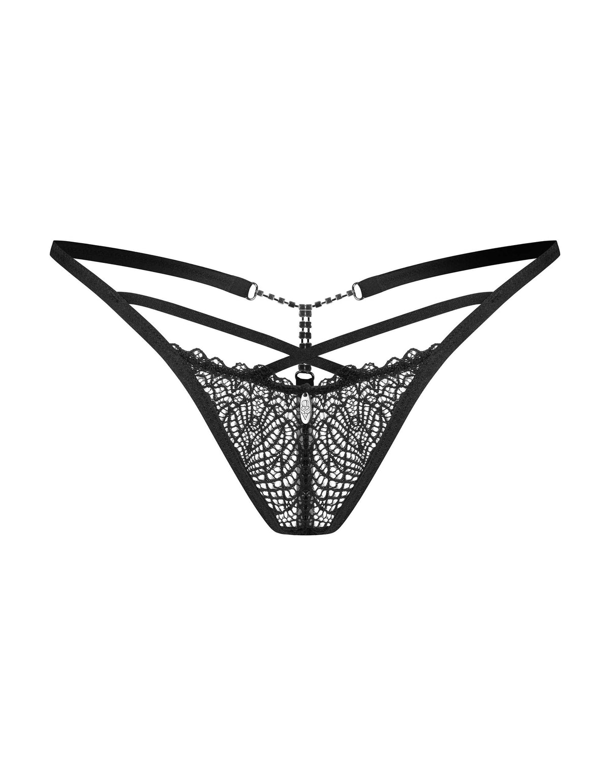 An additional view of the Iliosa black lace thong