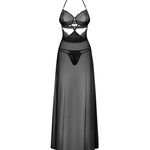 An additional view of the Iliosa black tulle chemise and thong