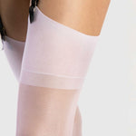 Infini white 15 denier hold-up stockings with a polyamide and elastane blend