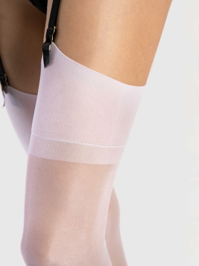 Infini white 15 denier hold-up stockings with a polyamide and elastane blend