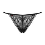 An additional view of the Intensa black floral lace thong