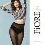Jane black 20 denier dotted stockings with flat seams and invisibly reinforced toes