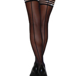 Lois black back seam thigh highs with non-slip grip by Kixies