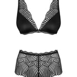 The Klarita black satin bra and briefs set, shown in an alternate image