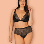 The Klarita black satin bra and briefs set, seen from a different angle