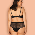 One more view of the Klarita black satin bra and briefs set