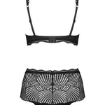 A supplementary image of the Klarita black satin bra and briefs set