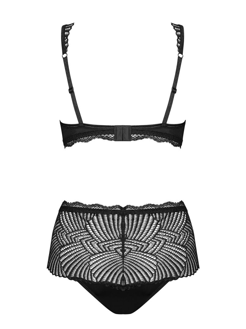 A supplementary image of the Klarita black satin bra and briefs set