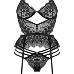 The Lace Temptation black lace lingerie set, seen from a different angle