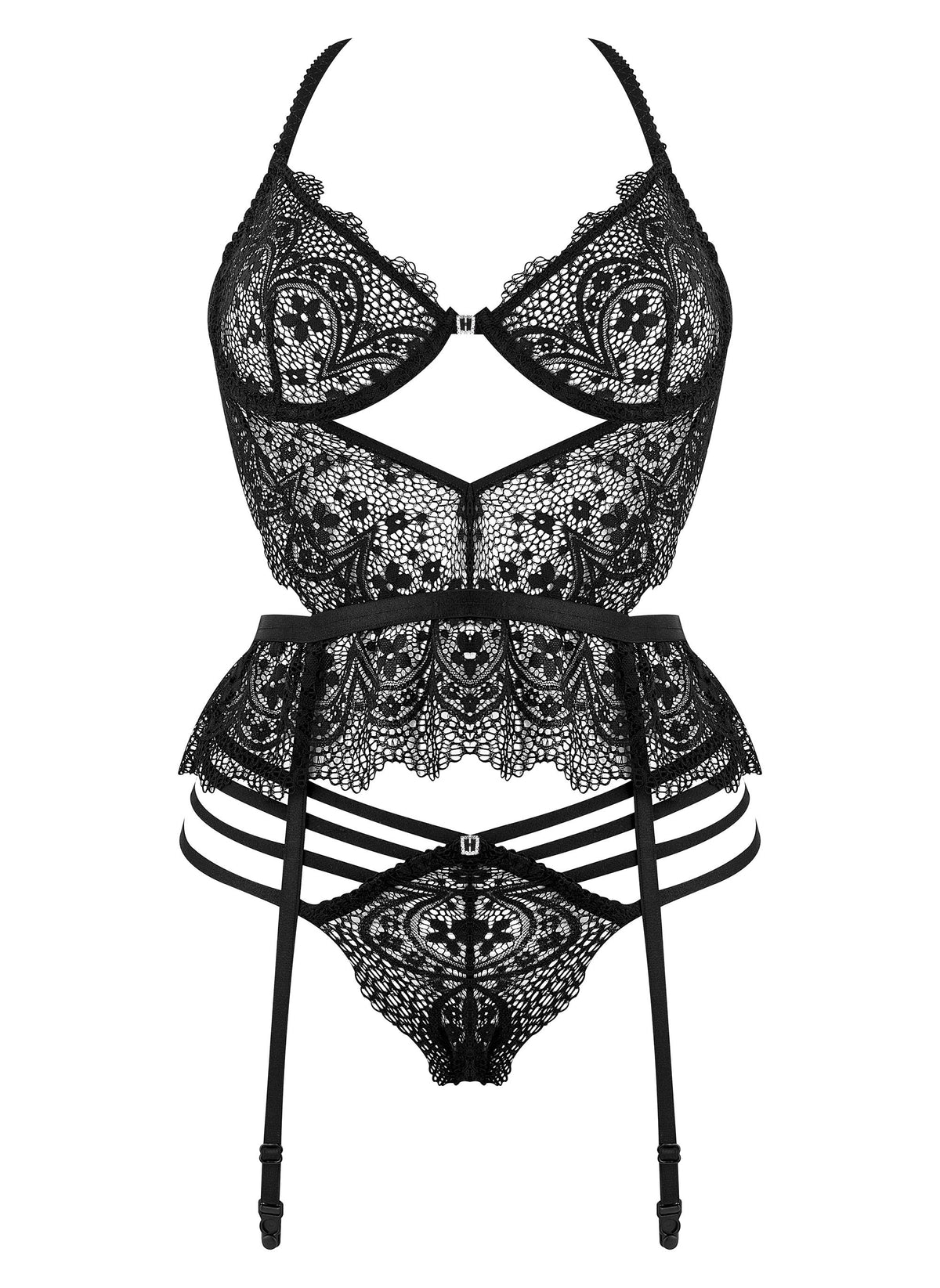 The Lace Temptation black lace lingerie set, seen from a different angle