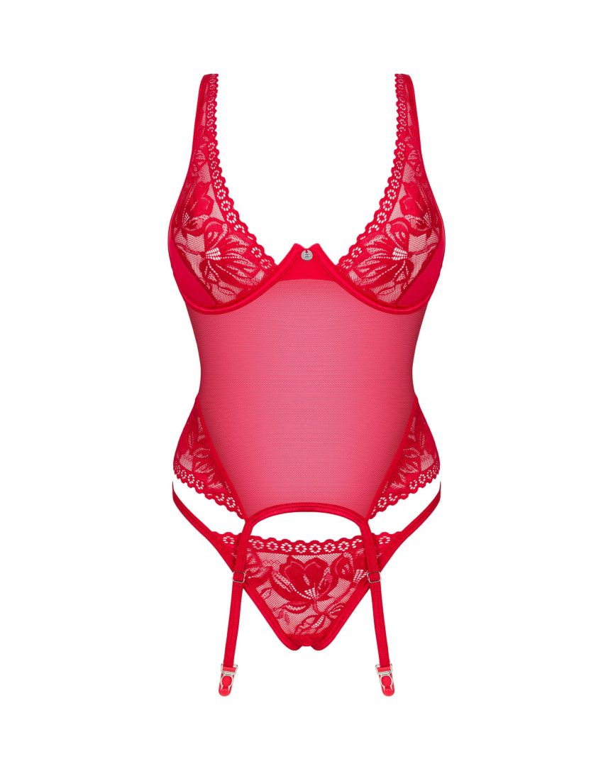 A further look at the Lacelove red corset and lace thong