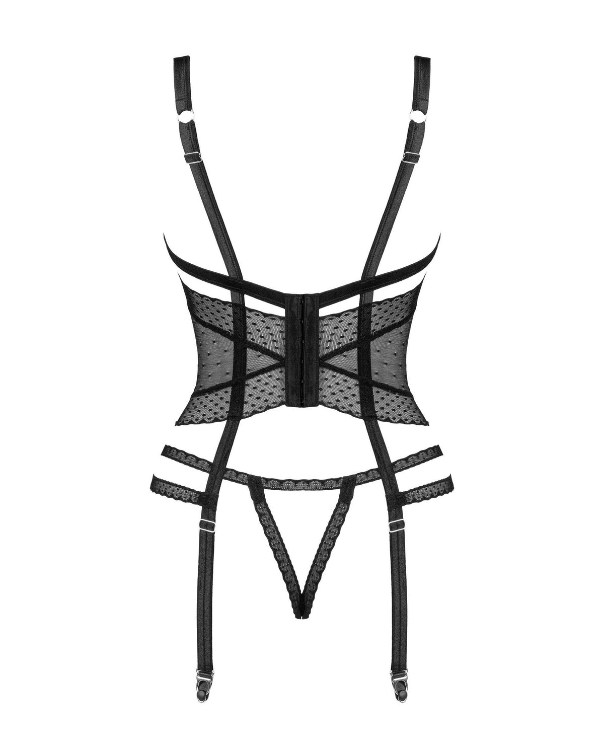 The Lanelia black mesh corset seen from another angle