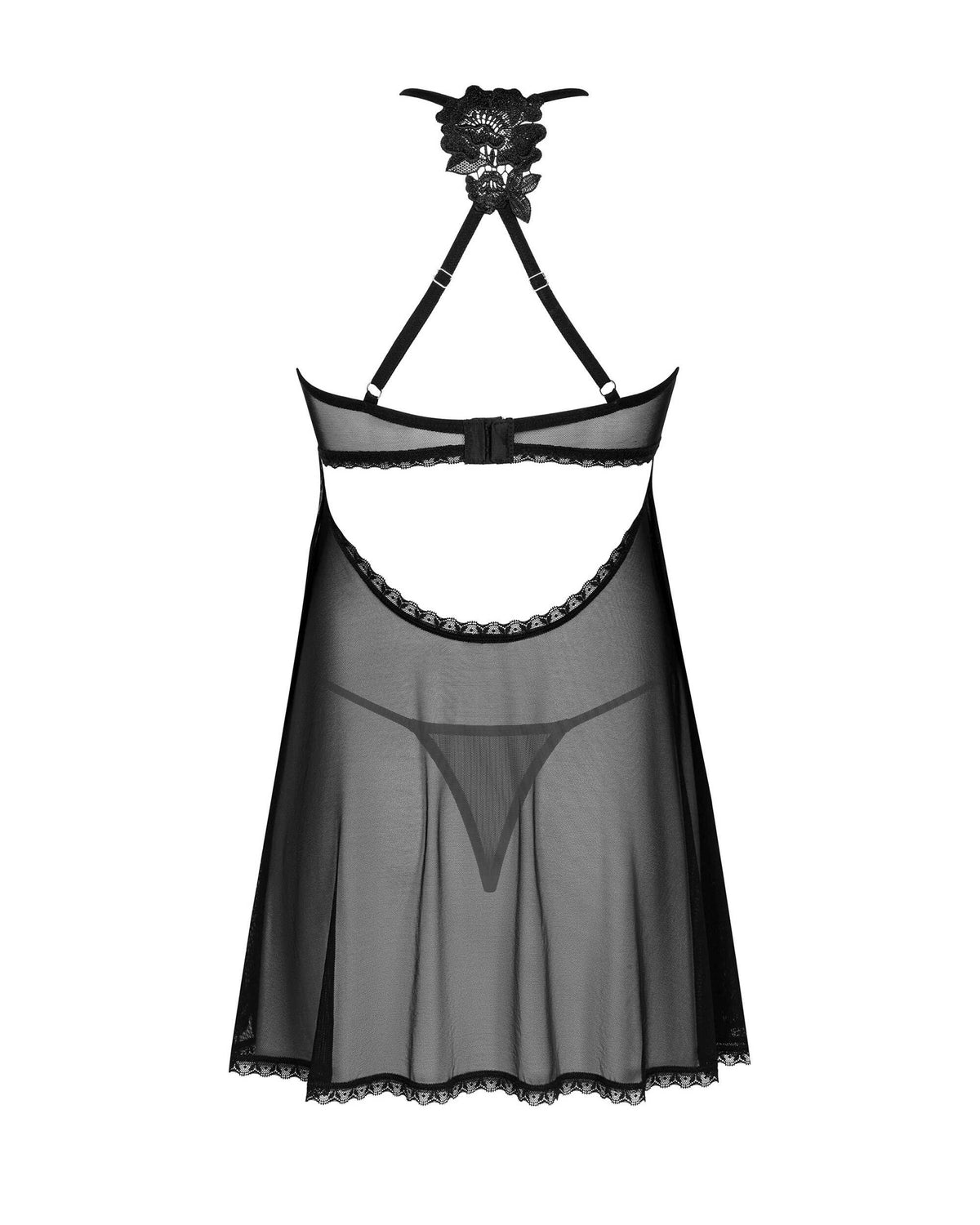 The Latinesa black babydoll and thong, seen from a different angle