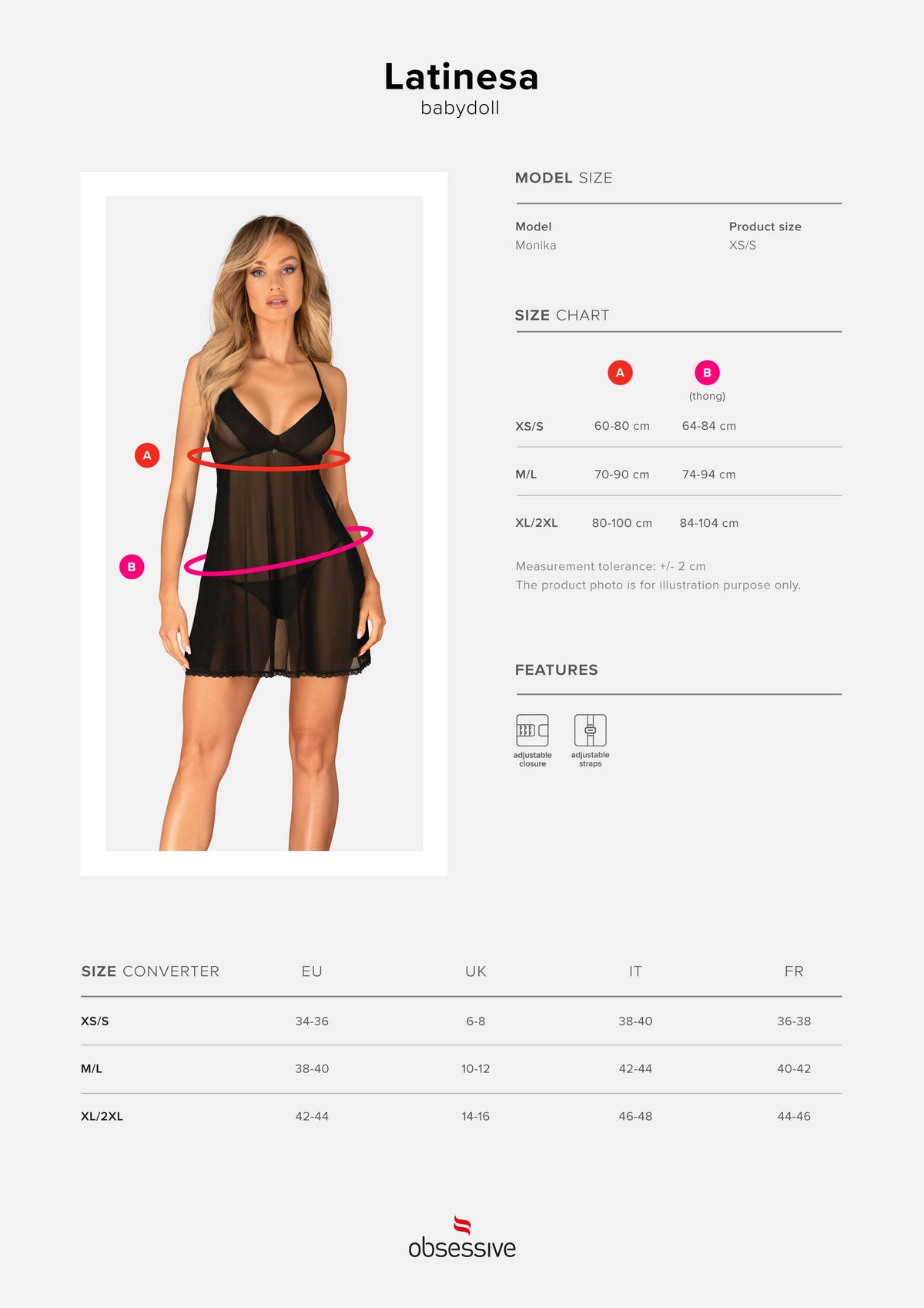 A supplementary image of the Latinesa black babydoll and thong