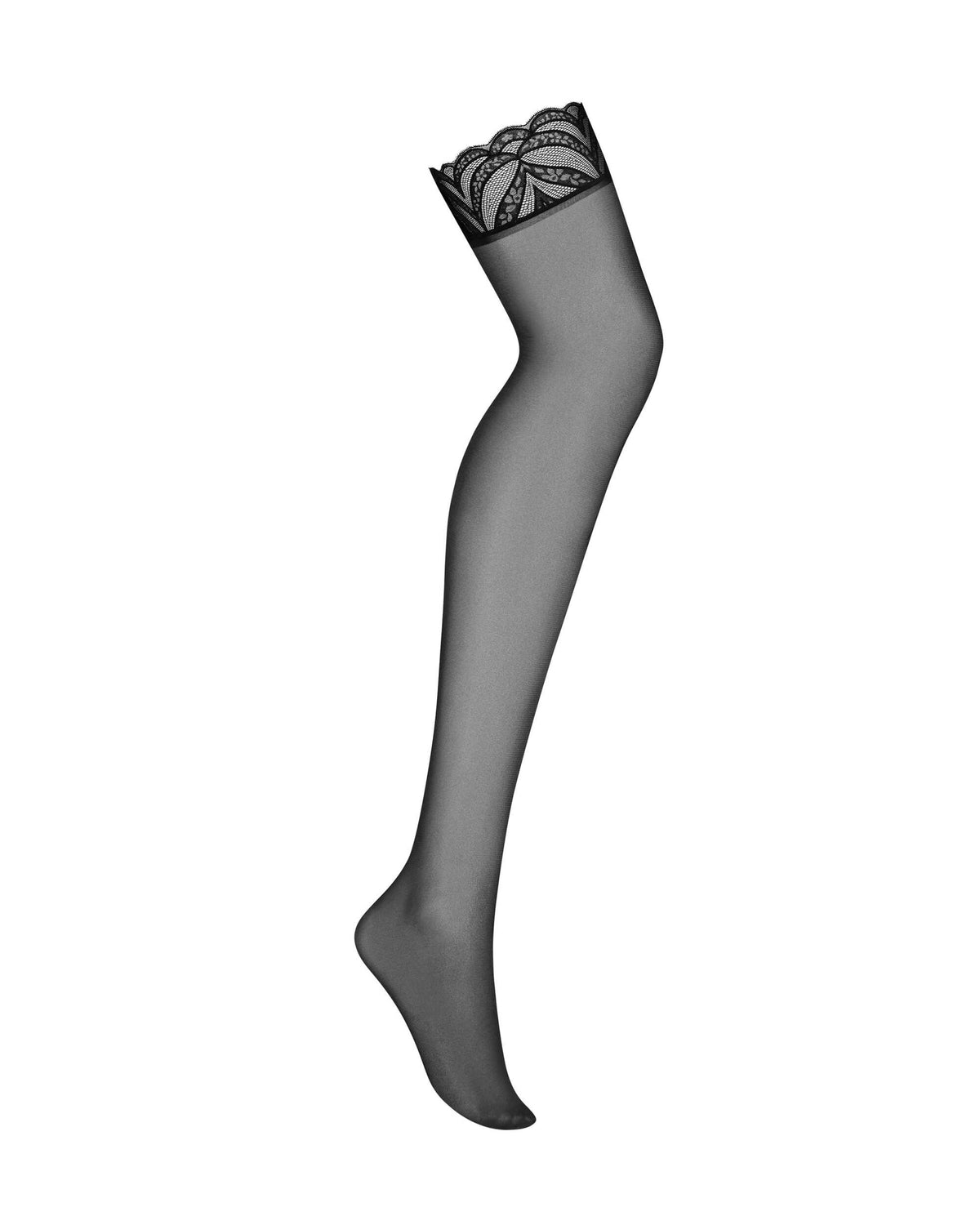 The Lecille black lace stockings seen from another angle