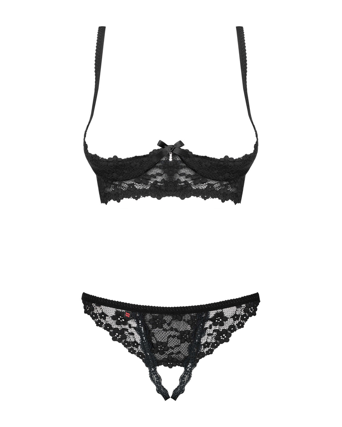 An additional view of the Letica black cupless lace set
