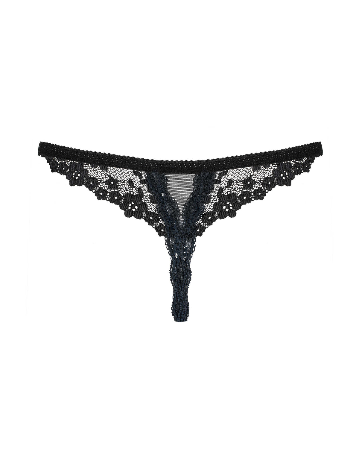 A further look at the Letica black flowery lace crotchless thong