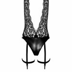 An additional view of the Libido black lace and wetlook bodysuit