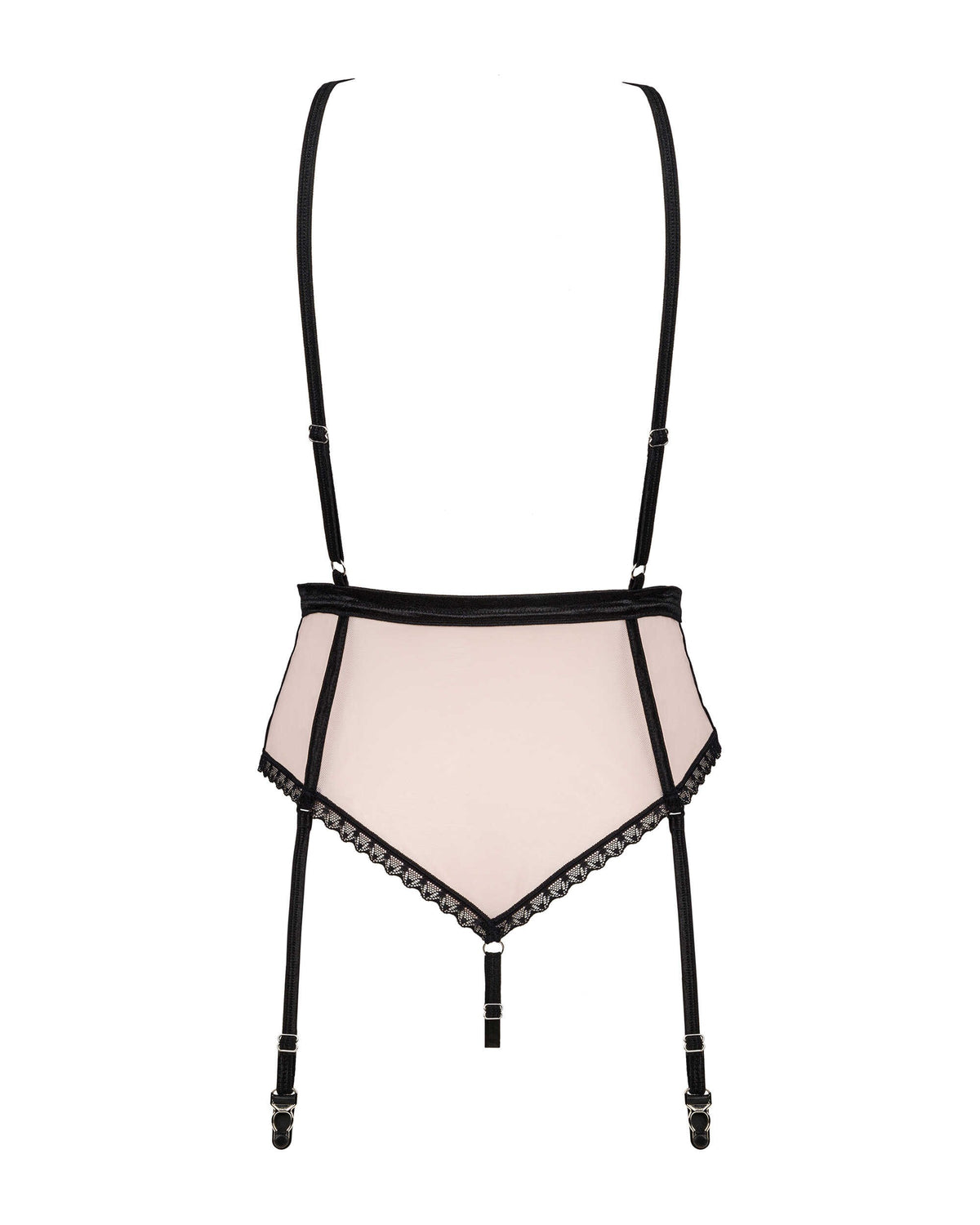 An additional view of the Lilines pink and black lace teddy