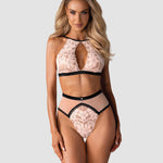 The Lilines red lace bra and panties set seen from another angle