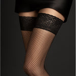 Liza black hold-up stockings with a seamless design