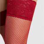 Alternate view of the Liza red hold-up stockings