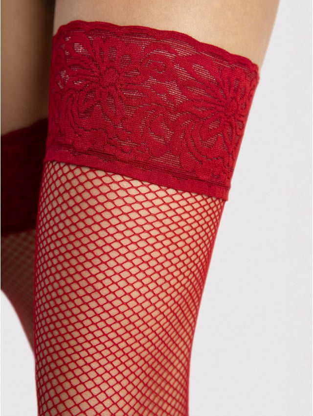 Alternate view of the Liza red hold-up stockings